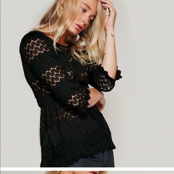 free peole fire island Crochet Ruffle Top Size Small - Picture 2 of 10